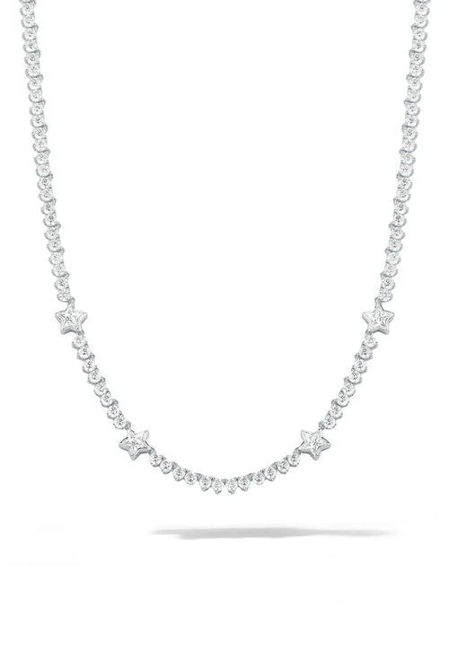 Silver White Star Tennis Necklace