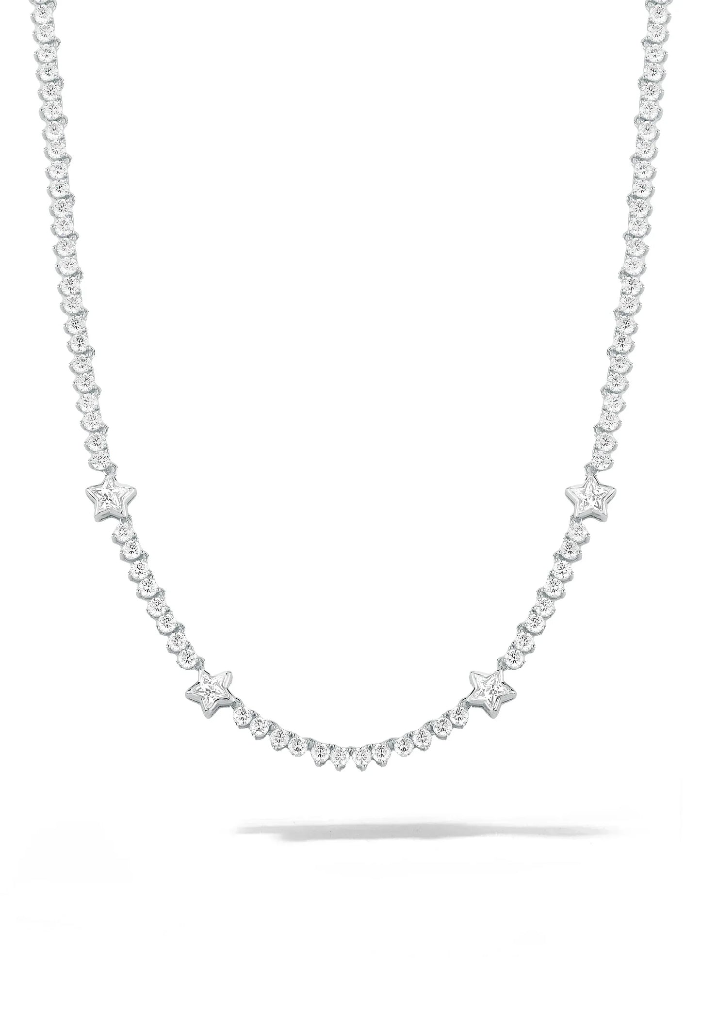 Silver White Star Tennis Necklace